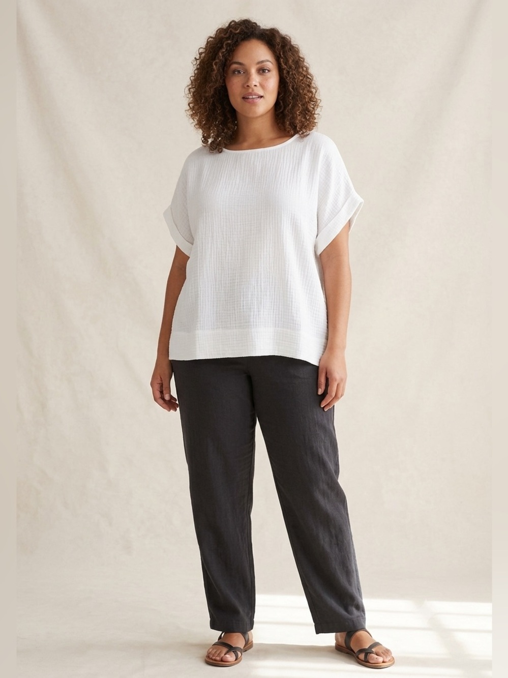 NWT Gloria Vanderbilt White Gauze Short-Sleeve Tunic XL Extra Large